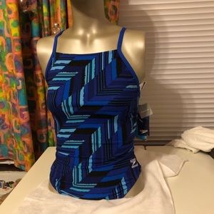 Speedo Endurance+ blue angles freeback swimsuit one piece